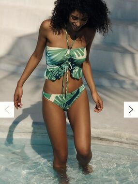 NWT Sanctuary Green Tropical Leaf Bandeau Bikini Set